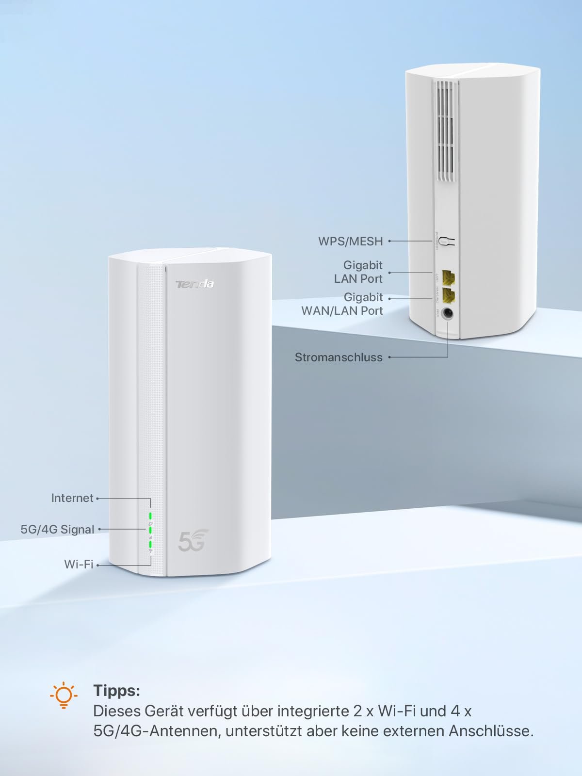 Tenda 5G01 – 5G Wi-Fi 6 Router für Nano-SIM mit Gigabit-Port & Mesh+ – Bild 2