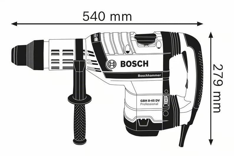Bosch PRO Bohrhammer GBH 8-45 DV (Leistung 1.500 Watt, Bohr-Ø in Beton mit Hammerbohrern: 12-45mm, Schlagenergie max.: 12,5 J, SDS-max., inkl. Fetttube, Zusatzhandgriff, Handwerkoffer) Corded Electric - Image 5