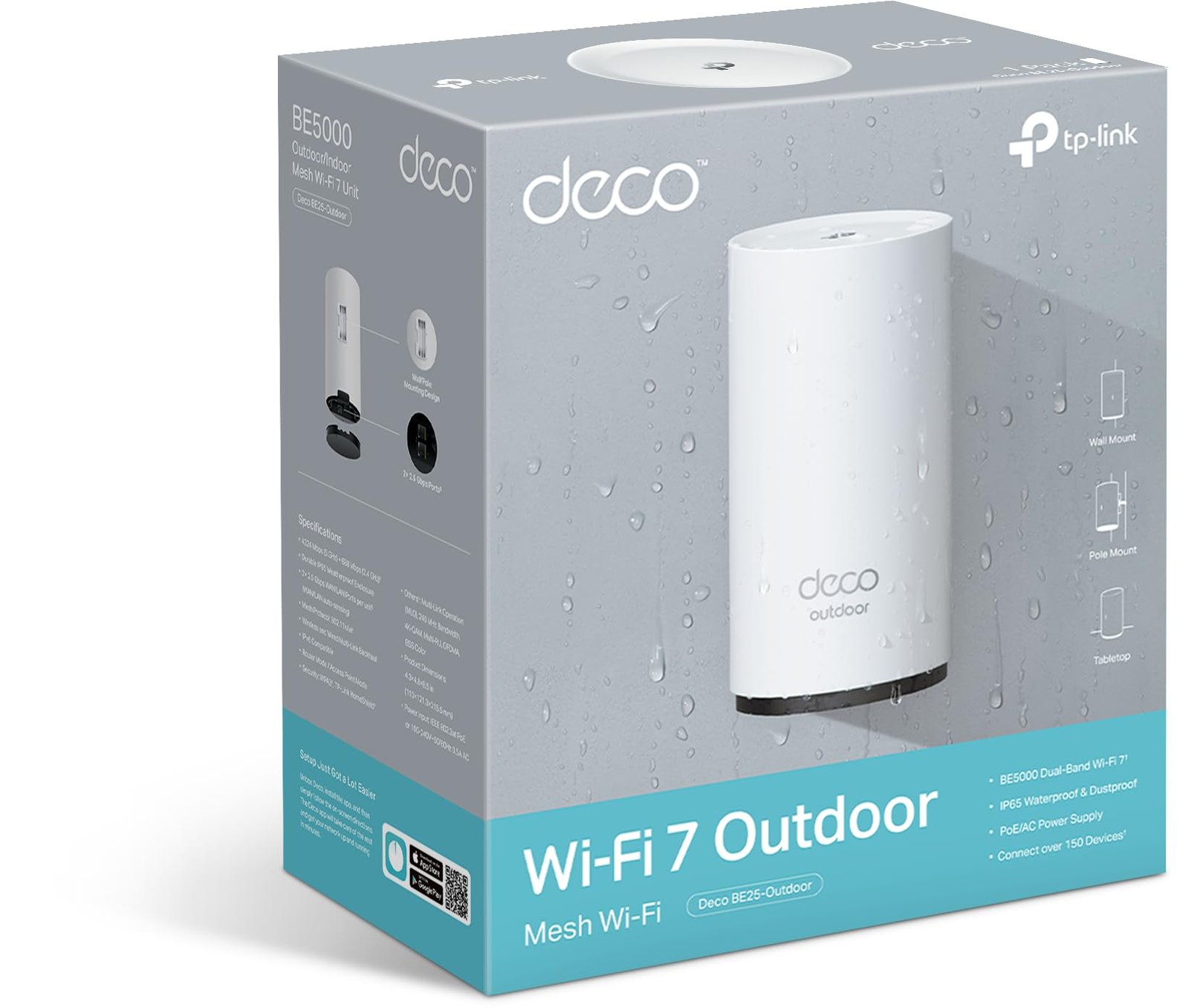 TP-Link Deco BE25 Outdoor WiFi 7 Router – Dual-Band, 2× 2.5G Ports, PoE/AC-Stromversorgung - Image 2