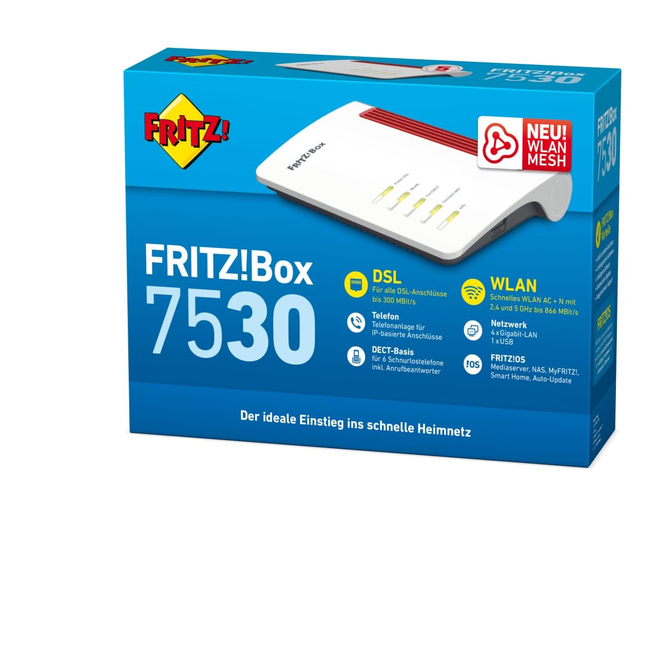 AVM FRITZ! Box 7530 WLAN AC+N Router – VDSL Supervectoring, Mesh, DECT-Basis, Mediaserver - Image 4