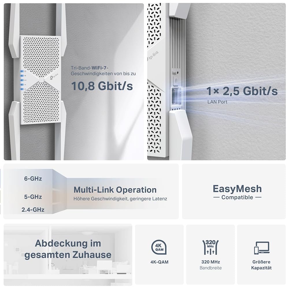 TP-Link RE655BE Tri-Band WiFi 7 Repeater – BE9300, EasyMesh, 2.5G LAN, WPA3 - Image 9