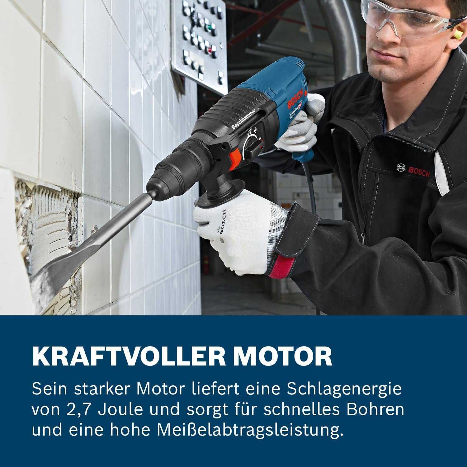 Bosch PRO Bohrhammer GBH 2-26 F (Leistung 830 Watt, Wechselfutter SDS-plus, inkl. Zusatzhandgriff, Tiefenanschlag, Maschinentuch, Schnellwechselbohrfutter, Handwerkoffer) - Image 3