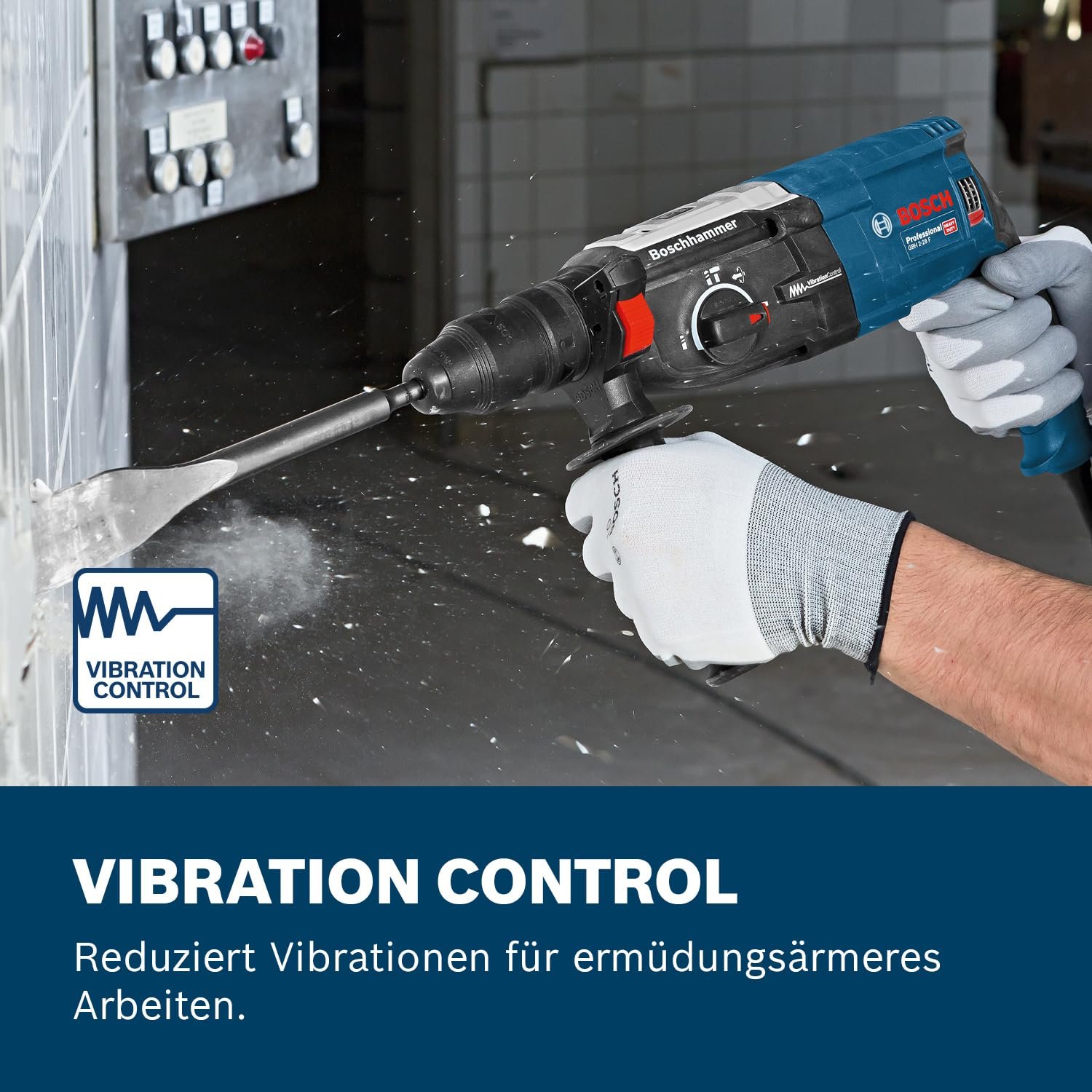 Bosch PRO Bohrhammer GBH 2-28 F (inkl. Zusatzhandgriff, Tiefenanschlag 210mm, Maschinentuch, Schnellwechselbohrfutter, Wechselfutter SDS-plus, Handwerkoffer) - Image 5