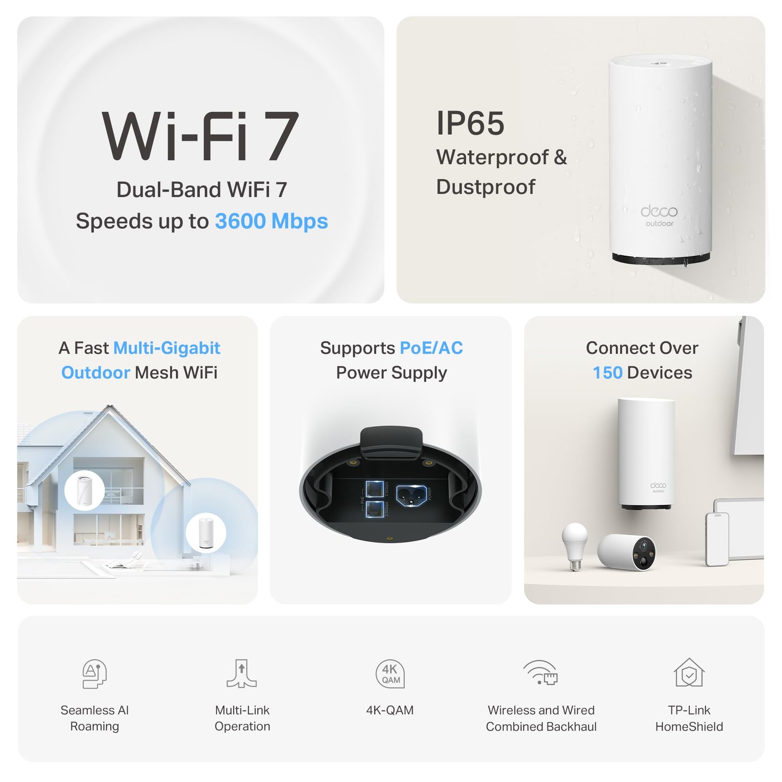 TP-Link Deco BE25 Outdoor WiFi 7 Router – Dual-Band, 2× 2.5G Ports, PoE/AC-Stromversorgung - Image 9