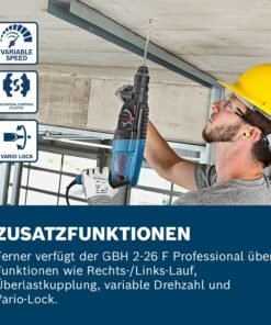 Bosch PRO Bohrhammer GBH 2-26 F (Leistung 830 Watt, Wechselfutter SDS-plus, inkl. Zusatzhandgriff, Tiefenanschlag, Maschinentuch, Schnellwechselbohrfutter, Handwerkoffer) - Image 5